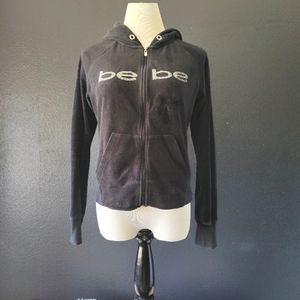 Bebe Black Velour Hoodie size L